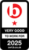 Best Companies logo. Very good to work for 2025 cert.b.co.uk