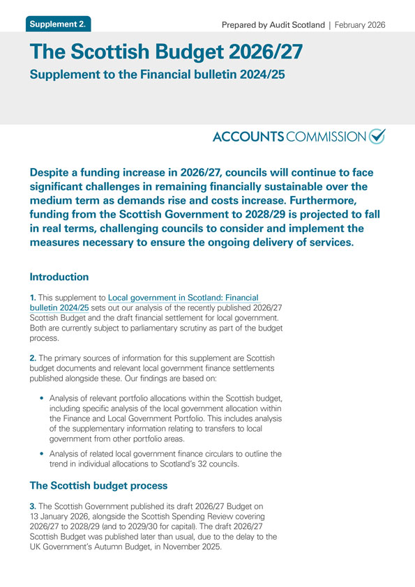 View The Scottish Budget 2026/27: Supplement to the Financial bulletin 2024/25