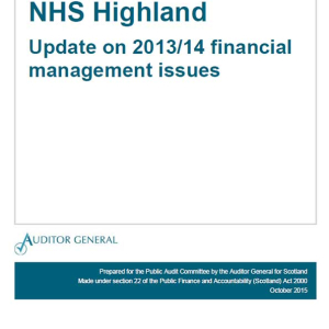 The 2014/15 audit of NHS Highland: Update on 2013/14 financial management issues
